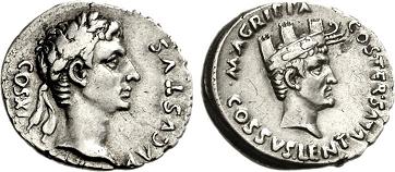 римская монета, венок
